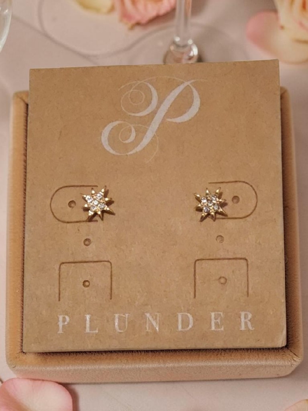 10/ $10 Plunder Gold Starburst Crystal Studs - Gold